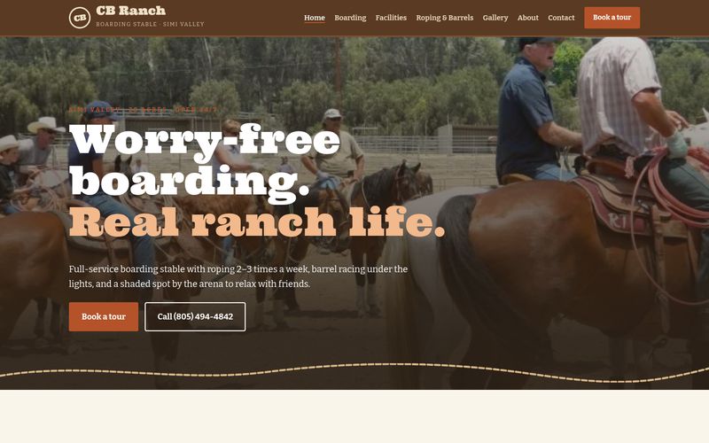 First screen of the "Rope & Brand" concept redesign for a horse boarding ranch in Simi Valley