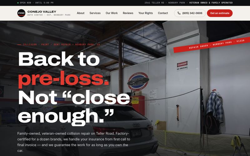 First screen of the "Repair Order" concept redesign for a auto body & collision shop in Newbury Park