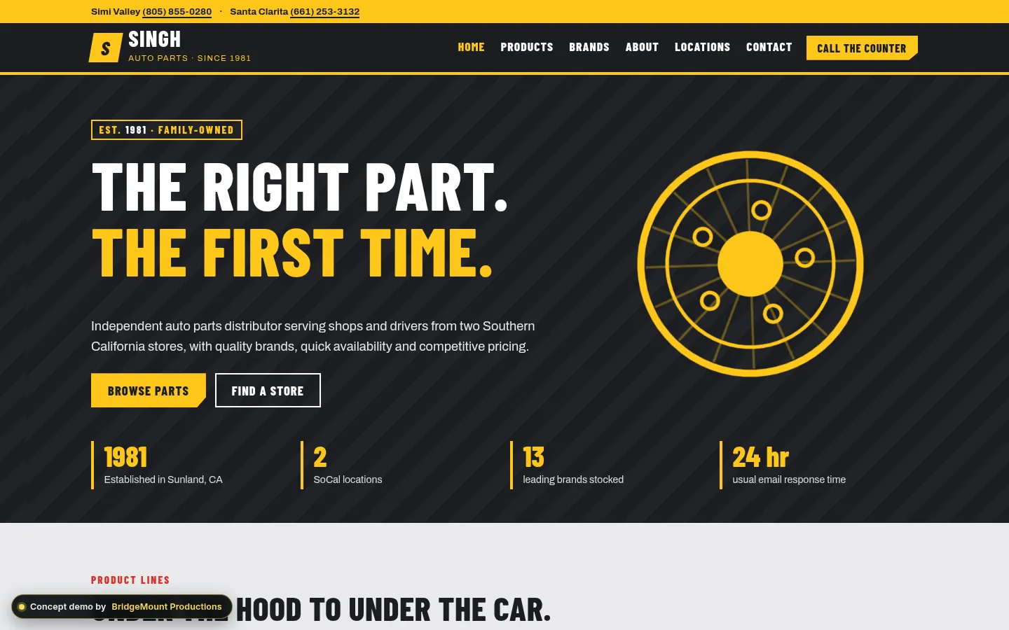 First screen of the “Parts Counter” concept redesign for a auto parts store in Simi Valley