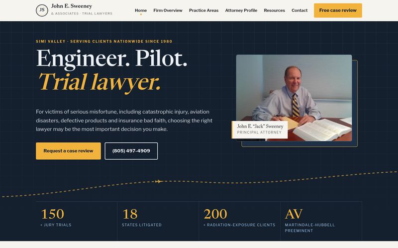 First screen of the "Flight Plan" concept redesign for a trial law firm in Simi Valley