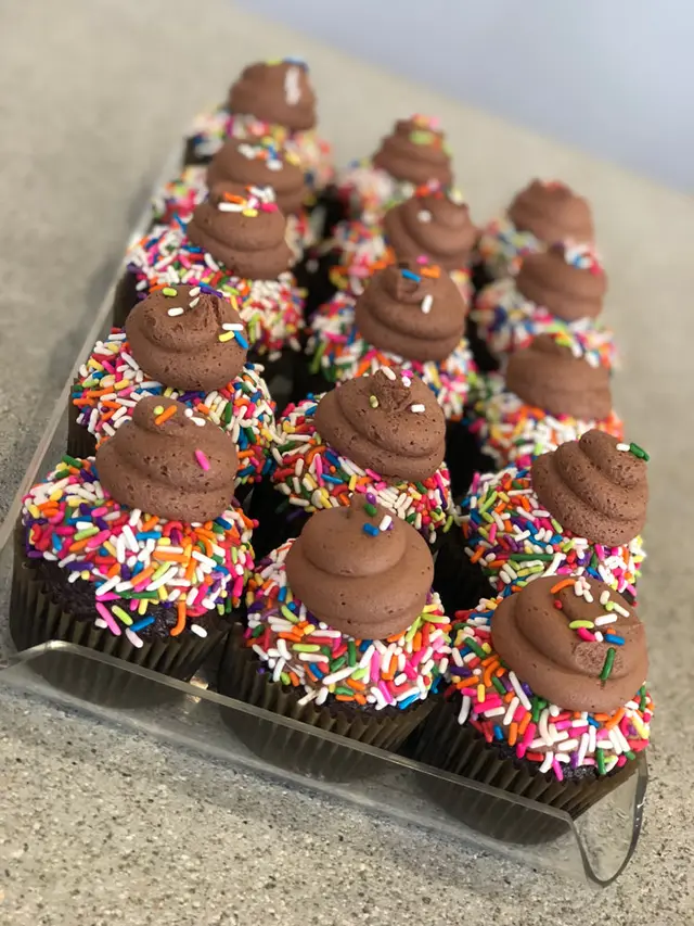 Chocolate cupcakes with sprinkles