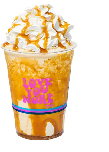 Caramel chiller topped with whipped cream