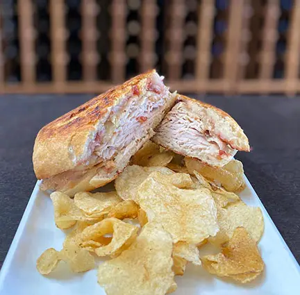 Grilled panini with sea salt potato chips